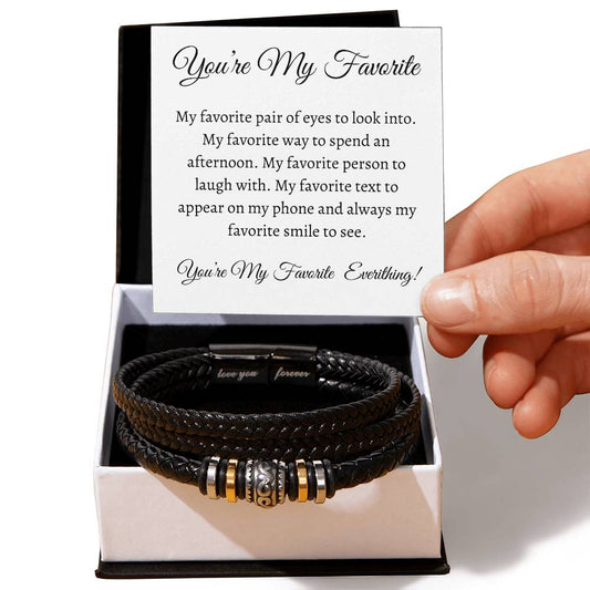 Braided Leather Bracelet, Love You Forever Braided Leather Bracelet for Men, Men Three-ply Row Magnetic Closure